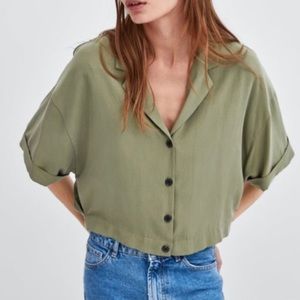 Zara Trf Collection Olive Crop Top